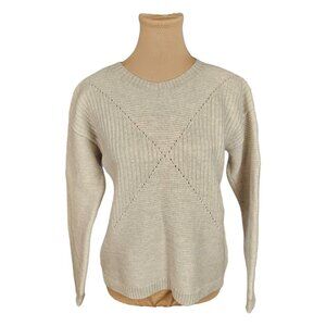 Wilfred Aritzia Knit Light Cream Off White Merino Wool Sweater Sz S